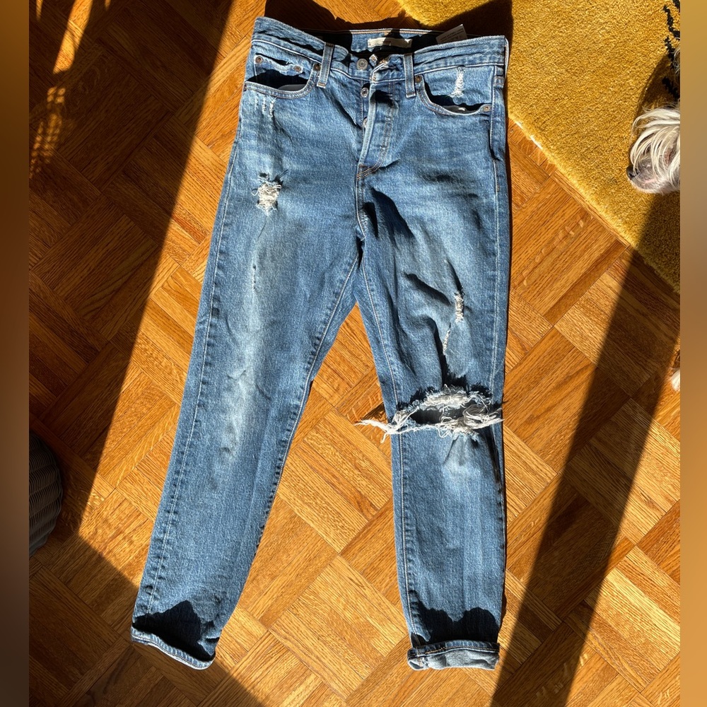 Levi’s Wedgie Slim Leg Distressed Blue Jeans